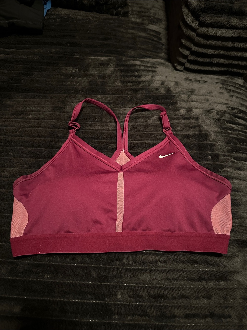 Nike Women's Maroon and Light Pink Strappy Sports Bra